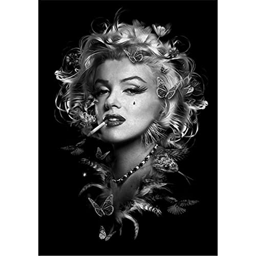 Schwarz Weiß Marilyn Monroe Poster Portrait Leinwand Malerei Und Drucke Coole Mädchen Wandkunst Bild Für Zimmer Wohnkultur,W945,60X80Cm Kein Rahmen von wjwang