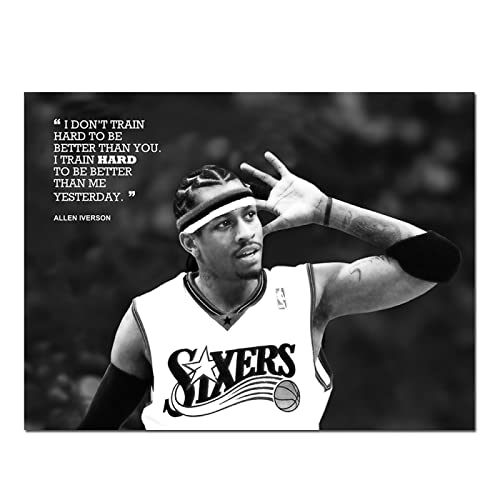 Sport Art Allen Iverson Poster Und Drucke Wandkunst Basketball Kunst Motivierende Zitat Malerei Für Fitness Raum Wohnkultur,O1,60X80Cm Ohne Rahmen von wjwang