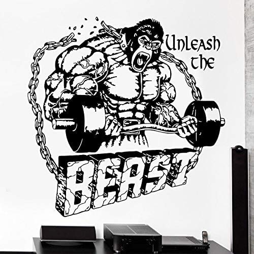 Beast Mode Gym Wandtattoo Fitness Vinyl Aufkleber Motivation Poster Dekor 57X57Cm von wknbb