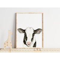 Baby Kuh Print, Kalb Wandkunst, Kinderzimmer Bauernhof Animal Tiere, Bauernhaus Poster, Tier von wldflwrstudioart