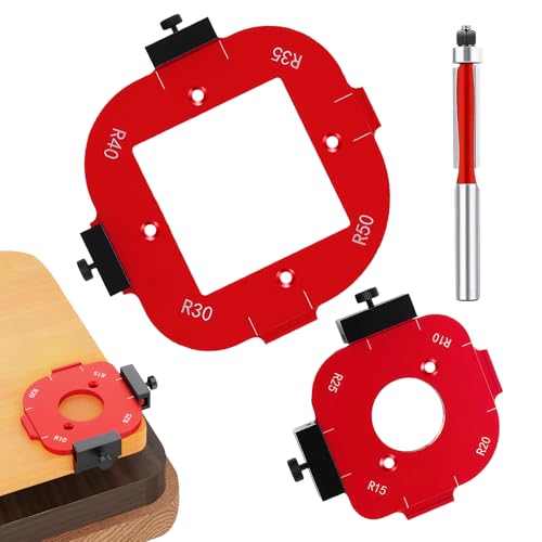 2 Stück Router Jig Radius Schablonen für Oberfräse, Frässchablonen für Oberfräse, 4 in1 Schablone für Oberfräse, für Holzbearbeitung R10 R15 R20 R25 R30 R35 R40 R50 Radius Routing Vorlagen von wlertcop