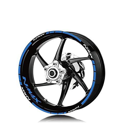Felgenaufkleber Motorrad-Rad-Aufkleber Für Ya-ma-ha NMAX Nmax 125 155 Custom Stripe Reflective Decals Zubehör (Color : Blue) von wljions