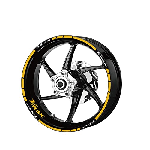 Felgenaufkleber Motorrad Radaufkleber Vorne Hinten Reifen Reflektierende Streifen Aufkleber Felgenaufkleber Wasserdicht Für YA-MA-HA VMAX Vmax (Color : Yellow) von wljions