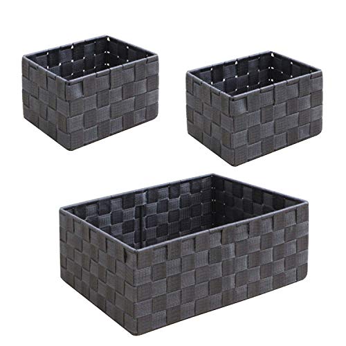 wm Homebase 3er Set Aufbewahrungskörbe geflochten Aufbewahrungskorb Polypropylen Badkorb in Grau von wm Homebase