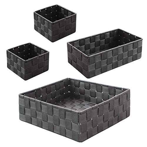 wm Homebase 4er Set Aufbewahrungskörbe geflochten Aufbewahrungsbox Polypropylen Regalkorb Badkorb in Grau von wm Homebase