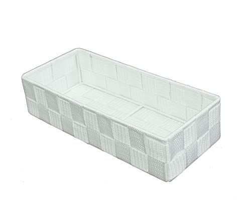 wm Homebase Geflochten Aufbewahrungskorb Polypropylen Badkorb Rechteckig in Wieß 26x11x6cm von wm Homebase