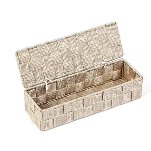 wm Homebase Geflochten Aufbewahrungskorb Polypropylen Badkorb mit Deckel Rechteckig in Beige 26x8.5x6cm von wm Homebase