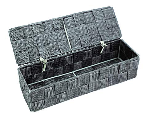 wm Homebase Geflochten Aufbewahrungskorb Polypropylen Badkorb mit Deckel Rechteckig in Grau 26x8,5x6cm von wm Homebase