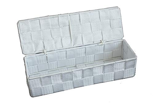 wm Homebase Geflochten Aufbewahrungskorb Polypropylen Badkorb mit Deckel Rechteckig in Weiß 26x8,5x6cm von wm Homebase