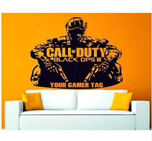 Wandtattoo Vinyl Call of Duty Spiel Aufkleber Benutzerdefiniert Ihr Gamer Tag Schlafzimmer Wohnzimmer Kunst Design Abnehmbares Wandbild Poster 74X57Cm von wnuia