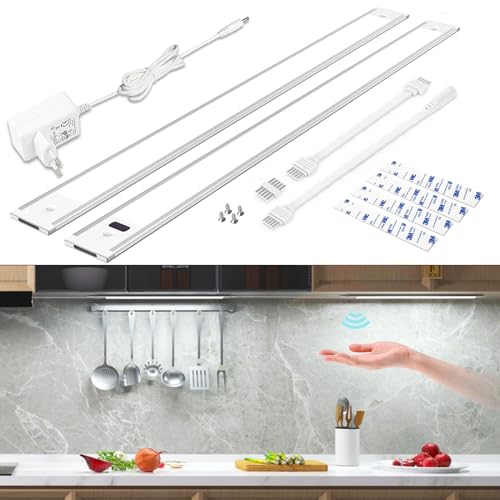 wobsion LED Unterbauleuchte Küche Dimmbar mit Berührungsloser Sensor,Kaltweiß Unterbau Lichtleiste für Unterschrank Beleuchtung,6000k Ultra Dünn Lampe für Küchenschrank,Werkbank,42CM×2PCS,780LM wobsion LED Unterbauleuchte Küche Dimmbar mit Berührungsloser Sensor,Kaltweiß Unterbau Lichtleiste für Unterschrank Beleuchtung,6000k Ultra Dünn Lampe für Küchenschrank,Werkbank,42CM×2PCS,780LM von wobsion