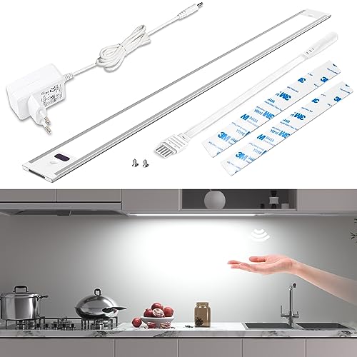 WOBSION LED Unterbauleuchte Küche Dimmbar mit Berührungsloser Sensor,42CM Kaltweiß Unterbau Lichtleiste für Unterschrank Beleuchtung,6000k Ultra Dünn Lampe für Küchenschrank,Werkbank,390 Lumen von WOBSION