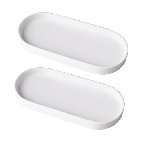 wocpvm 2 Stück Badezimmer Tablett Dekotablett Weiß Oval Kosmetiktabletts 20 * 9 * 1,8 cm Bad Tablett Badezimmertablett Geeignet für Bad, Küche und Dekoration wocpvm 2 Stück Badezimmer Tablett Dekotablett Weiß Oval Kosmetiktabletts 20 * 9 * 1,8 cm Bad Tablett Badezimmertablett Geeignet für Bad, Küche und Dekoration von wocpvm
