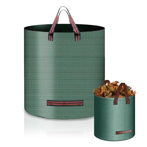 wocpvm 2 Stücke gartenabfallsack 272 liter laubsack groß gartensäcke faltbar grünabfall stabil 4 Griffe Wasserdicht robust gartenabfallsack Grünschnittsäcke aus Polypropylen-Gewebe (PP) von wocpvm