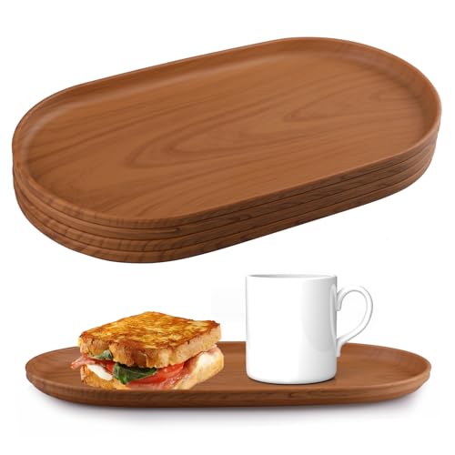 wocpvm 4 Stücke Ovales Tablett,30,5 x 6,5 x 1,5 cm,Servierplatte für Tassen,Deko,Desserts & Snacks,Vielseitig für Nachmittagstee,Café oder Wohnzimmer Haushalts,Küchenzubehör(Oval) von wocpvm