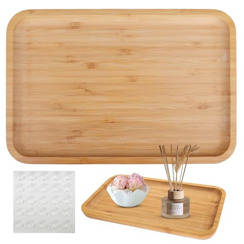 wocpvm Kleine Tabletts Quadratisches Bambus-Tablett Bambus Badezimmertablett 30x20cm Tablett Klein Tablett Badezimmer Deko Tablett Länglich Tablett aus Bambus Dekoration für Zuhause, Hotel, Restaurant von wocpvm