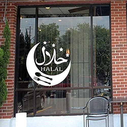 Wohnzimmer Schlafzimmer Dekoration Wandaufkleber Halal Logo Islamisches Design Restaurant Lebensmittelgeschäft Fenster Aufkleber Wandbild 59x57cm von wodclockyui