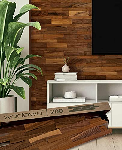 wodewa Designpaneel Wandverkleidung Holz Nussbaum 3D Wandpaneele 0,096m² Holzwandverkleidung Innen Holzverkleidung Holzwand Wohnzimmer Schlafzimmer von wodewa