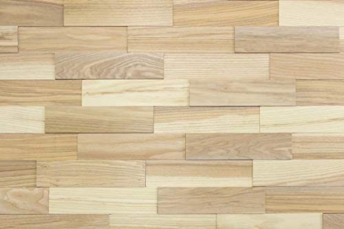 wodewa Wandverkleidung Holz 3D Esche Living Natur 1m² Wandpaneele Moderne Wanddekoration Holzverkleidung Holzwand Wohnzimmer Küche von wodewa
