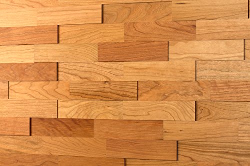 wodewa Wandverkleidung Holz 3D in Kirsche Echtholz 1m² Wandpaneele Moderne Wanddekoration Holzverkleidung Holzwand Wohnzimmer Küche Schlafzimmer Geölt von wodewa