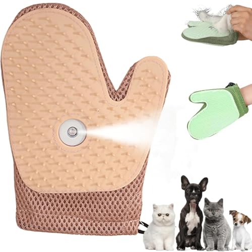Haustierpflege-Sprühhandschuhe, Haustier-All-in-One-Pflege-Sprühhandschuhe, Multifunktions-Haarentfernungsbürste mit antistatischem Silikonkopf, Tierhaarentfernung auf Möbeln, Sofa, Kleidung(Pink) von wodjcks