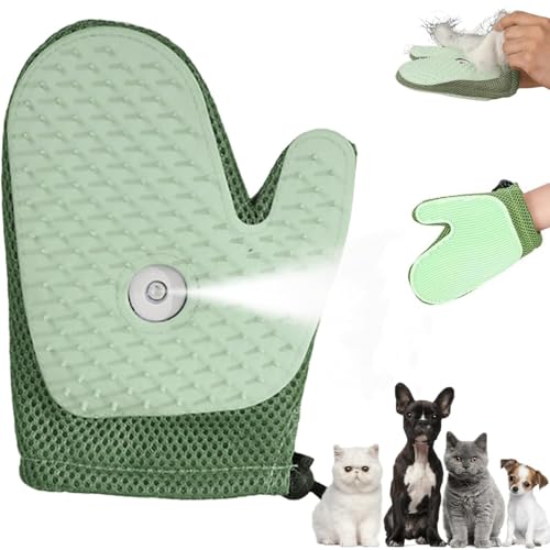 Haustierpflege-Sprühhandschuhe, Haustier-All-in-One-Pflege-Sprühhandschuhe, Multifunktions-Haarentfernungsbürste mit antistatischem Silikonkopf, Tierhaarentfernung auf Möbeln, Sofa, Kleidung(Green) von wodjcks
