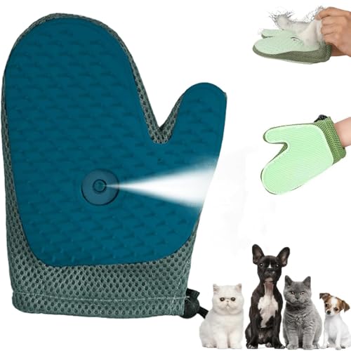 Haustierpflege-Sprühhandschuhe, Haustier-All-in-One-Pflege-Sprühhandschuhe, Multifunktions-Haarentfernungsbürste mit antistatischem Silikonkopf, Tierhaarentfernung auf Möbeln, Sofa, Kleidung(Blue) von wodjcks