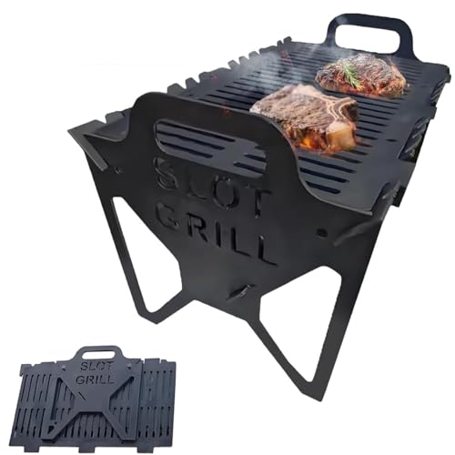 Slot Grill Collapsible, Slot Grill – zusammenklappbarer tragbarer BBQ-Grill für einfache Lagerung, verbesserter, verdickter Stahl, werkzeugloser Aufbau, für Camping, Reisen, Kochen im Freien Slot Grill Collapsible, Slot Grill – zusammenklappbarer tragbarer BBQ-Grill für einfache Lagerung, verbesserter, verdickter Stahl, werkzeugloser Aufbau, für Camping, Reisen, Kochen im Freien von wodjcks