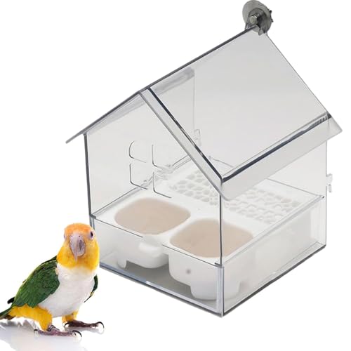 wodjcks Ausziehbarer externer Papageienfutterspender, Hängendes Wildvogelfutter mit eichhörnchensicherer Schale, Externer Papageienfutterspender, für Finken und Kolibris(White) von wodjcks