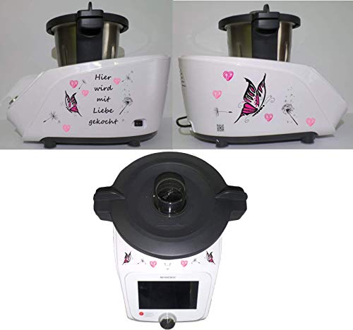Aufkleber passend für Monsieur Cuisine Connect Hier Liebe Pink von wodtke-werbetechnik