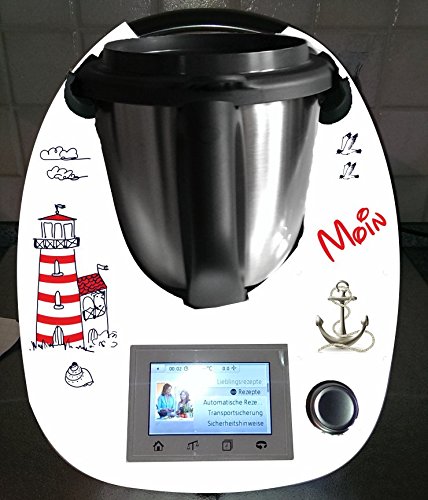Aufkleber passend für Thermomix TM 5 Leuchtturm Anker rot von wodtke-werbetechnik