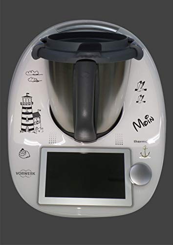 Aufkleber passend für Thermomix TM 6 Leuchtturm Anker schwarz von wodtke-werbetechnik
