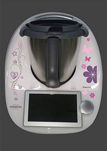 Aufkleber passend für Thermomix TM 6 Tribal Blumen lila von wodtke-werbetechnik