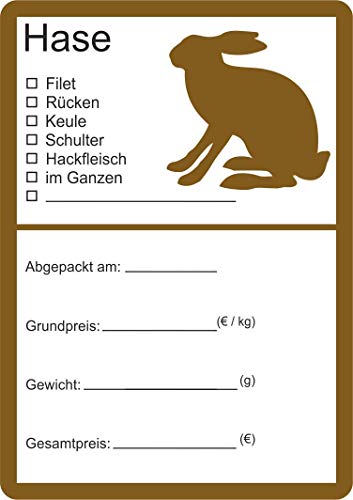 Etiketten zur Kennzeichnung von Wildfleisch verschiedene Motive 6 x 9 cm (25, Kaninchen Silhouette) von wodtke-werbetechnik