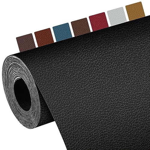 Kunstleder Selbstklebend 200 X 43 cm, Leder Reparatur Set Lederflicken Selbstklebend, Leder Patch Selbstklebend PU Lederreparaturband für Sofa, Möbel, Taschen, Jacken, Autositze(Schwarz) (schwarz) von woefste