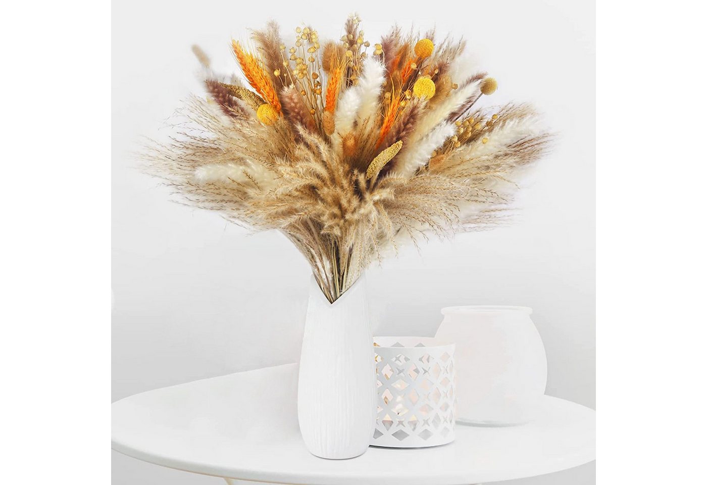 Trockenblume Pampasgras Trockenblumen Deko, 100 Stück Pampasgras Getrocknet Trockenblumen natürlicher Blumenstrauß, wohnTRAUM24, Höhe 45 cm, Flauschige Getrocknete Blumen für Hochzeit Boho Deko Wohnzimmer Trockenblume Pampasgras Trockenblumen Deko, 100 Stück Pampasgras Getrocknet Trockenblumen natürlicher Blumenstrauß, wohnTRAUM24, Höhe 45 cm, Flauschige Getrocknete Blumen für Hochzeit Boho Deko Wohnzimmer von wohnTRAUM24