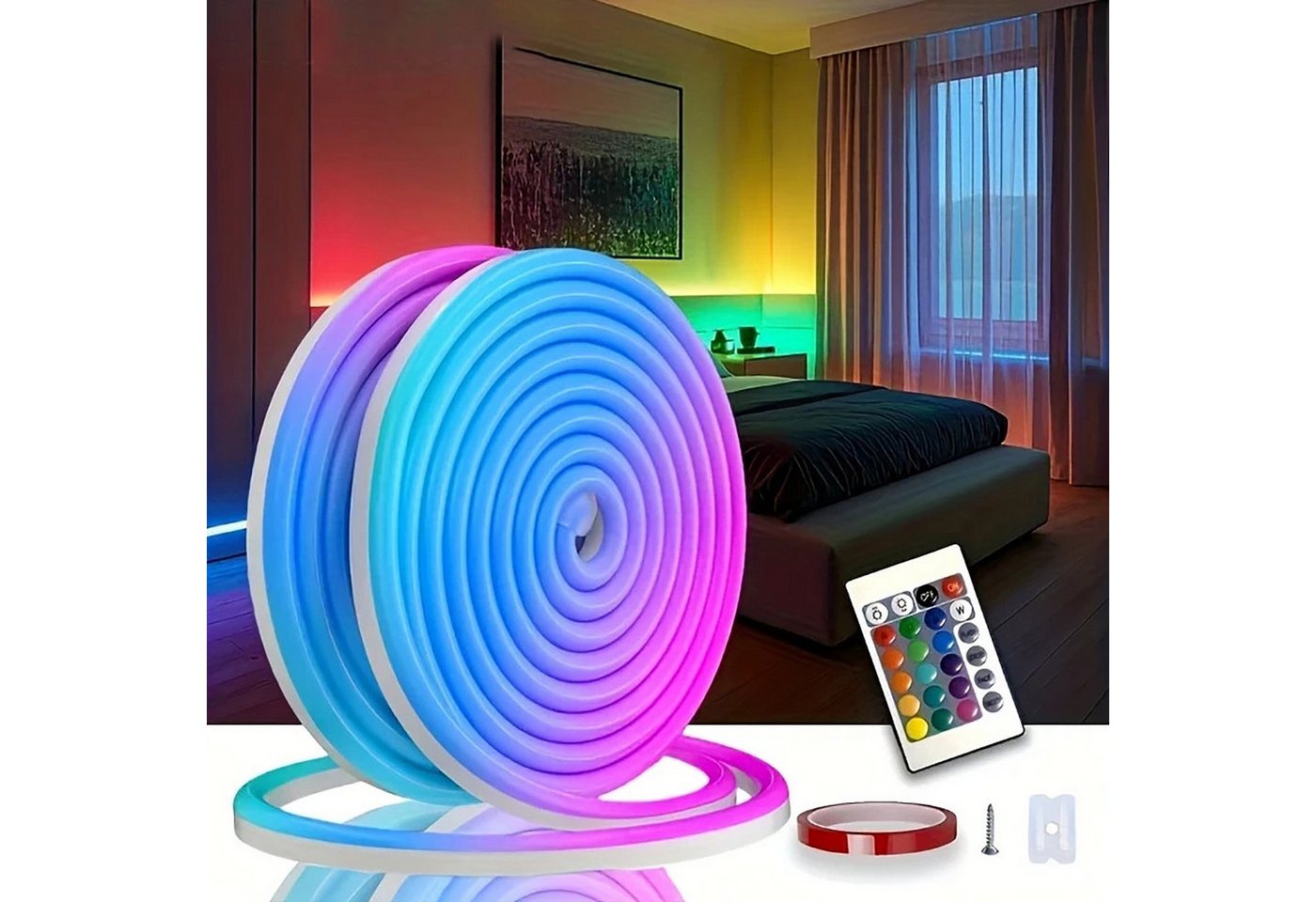 wohnTRAUM24 LED Stripe 5M Neon LED Strip Streifen RGB Schlauch diffus Lichtband 128 LEDs/m, Musiksyn, wasserdicht, App und Fernbedienung wohnTRAUM24 LED Stripe 5M Neon LED Strip Streifen RGB Schlauch diffus Lichtband 128 LEDs/m, Musiksyn, wasserdicht, App und Fernbedienung von wohnTRAUM24