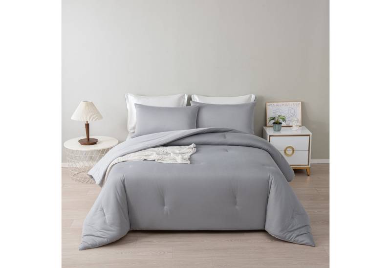 wohnTRAUM24 Microfaserbettdecke Bettdecke 135x200 Mikrofaser, Ganzjahresdecke,Weich und Bügelfrei, Premium Qualität, uni, mit Kissenbezüge 80x80cm von wohnTRAUM24