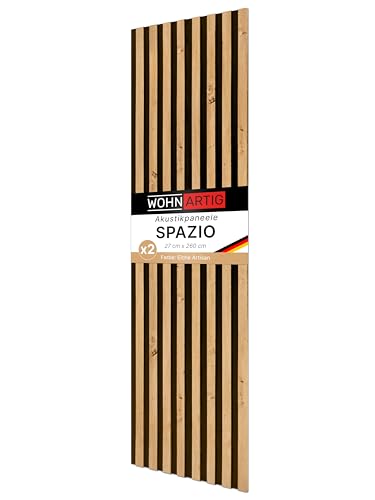 wohnartig® Akustikpaneele Spazio - 260 cm x 54 cm* Set - (Set = 2 Stück 260 cm x 27 cm) | Farbe: Eiche Artisan | Wandverkleidung | Akustikpaneel | Wandpaneele auf Filz | von wohnartig