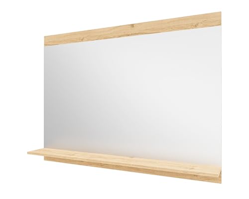 wohnartig® Stella Badezimmerspiegel | Eiche Artisan | 60 x 81,2 cm | großer Wandspiegel mit praktischer Ablage für EIN modernes Badezimmer | hochwertiger Badspiegel von wohnartig
