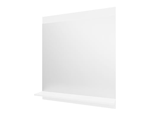 wohnartig® Stella Badezimmerspiegel | Weiß | Weiß Hochglanz | 50,5 x 60 cm großer Wandspiegel mit praktischer Ablage für EIN modernes Badezimmer | hochwertiger Badspiegel von wohnartig