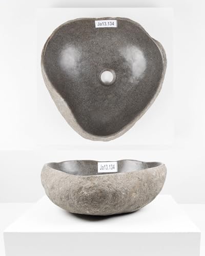 40 cm ovales Naturstein Waschbecken in grau von WOHNFREUDEN - Mit Unikat Auswahl von wohnfreuden