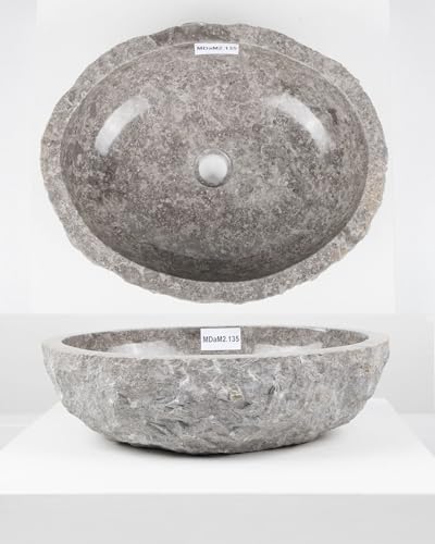 50 cm ovales Marmor Waschbecken in grau von WOHNFREUDEN - Mit Unikatauswahl von wohnfreuden