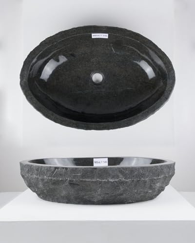 60 cm ovales Marmor Waschbecken in anthrazit von WOHNFREUDEN - Mit Unikat Auswahl 60 cm ovales Marmor Waschbecken in anthrazit von WOHNFREUDEN - Mit Unikat Auswahl von wohnfreuden