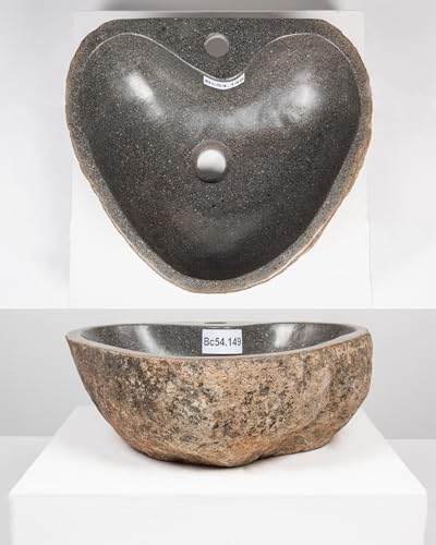 Naturstein Waschbecken 40 cm rund in grau mit Armaturenanschluss von WOHNFREUDEN - Mit Unikat Auswahl Naturstein Waschbecken 40 cm rund in grau mit Armaturenanschluss von WOHNFREUDEN - Mit Unikat Auswahl von wohnfreuden