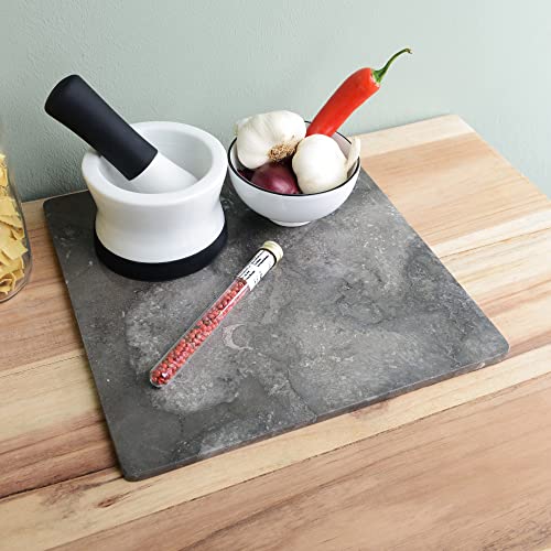 Wohnfreuden Marmor Platte grau eckig 30 cm - Natur Stein Tablett flach Küchen Wohnzimmer Zubehör von wohnfreuden