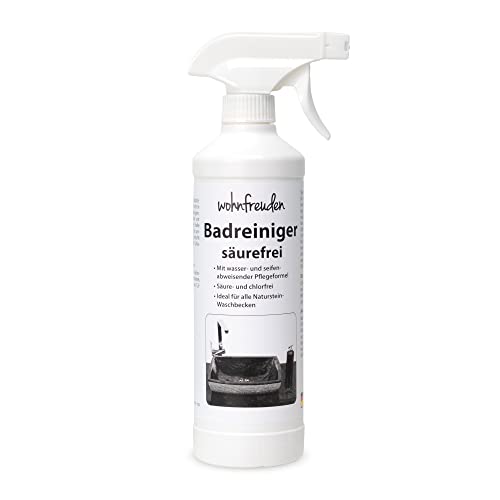 Wohnfreuden Naturstein Pflege Spray säurefrei 500 ml - Reiniger für Flussstein Waschbecken Reinigungsmittel Bad WC von wohnfreuden