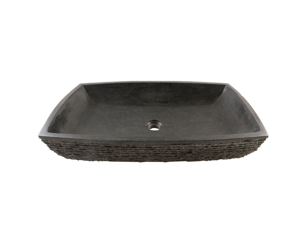 wohnfreuden Aufsatzwaschbecken Andesit Steinwaschbecken MARA 70 cm schwarz rechteckig (Kein Set), 5_40006 von wohnfreuden