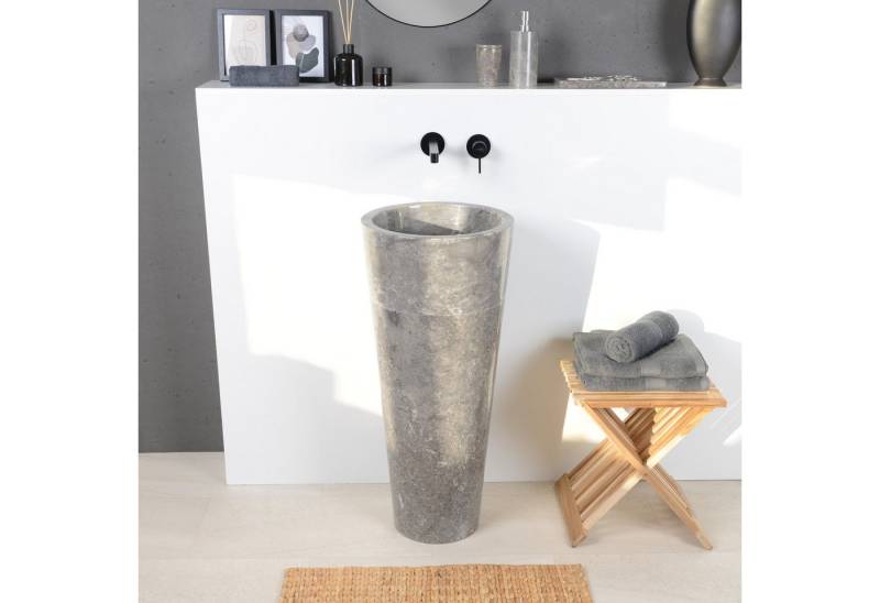 wohnfreuden Aufsatzwaschbecken Marmor Standwaschbecken CN PEDESTAL 90 cm grau poliert (Kein Set), 90_93928 von wohnfreuden
