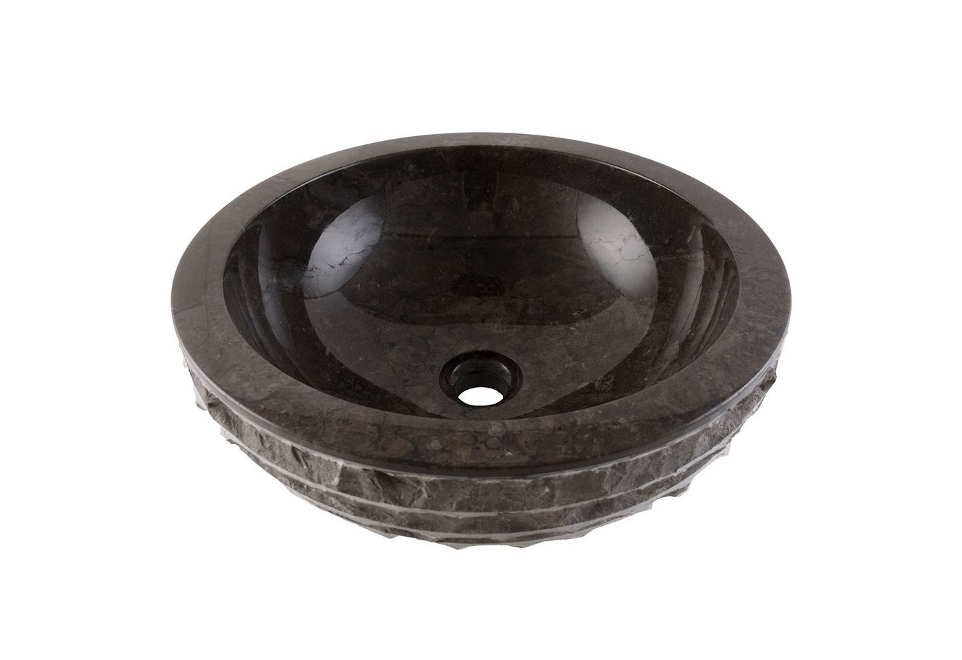 wohnfreuden Aufsatzwaschbecken Marmor - Waschbecken BASCOM ROWFISH 40 cm dunkelgrau (Kein Set), 1_40350 von wohnfreuden